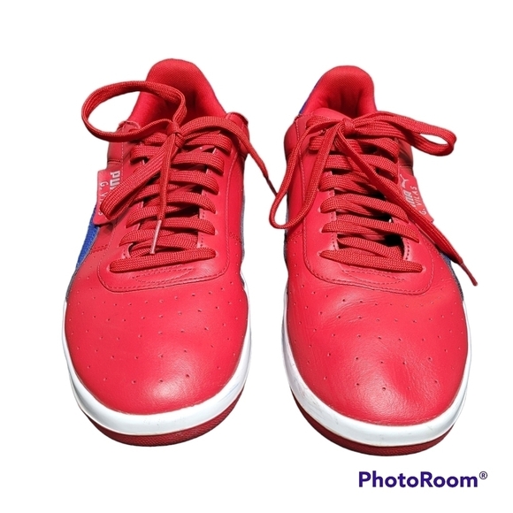 Puma G Vilas Red And Blue Men's Lace up Sneakers Size 12 - Picture 2 of 8